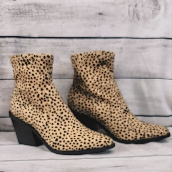 Just Fab Leda Cheetah Ankle Booties Womens Size 10 - Picture 1 of 14